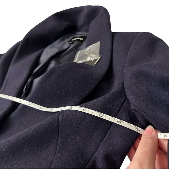 EXPRESS Navy Blue Wool Blend Coat Women's Small Lined Button Bell Sleeve Pockets - Picture 7 of 11